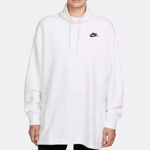 Nike Women's White Cowlneck Oversized Club Fleece Sweatshirt
